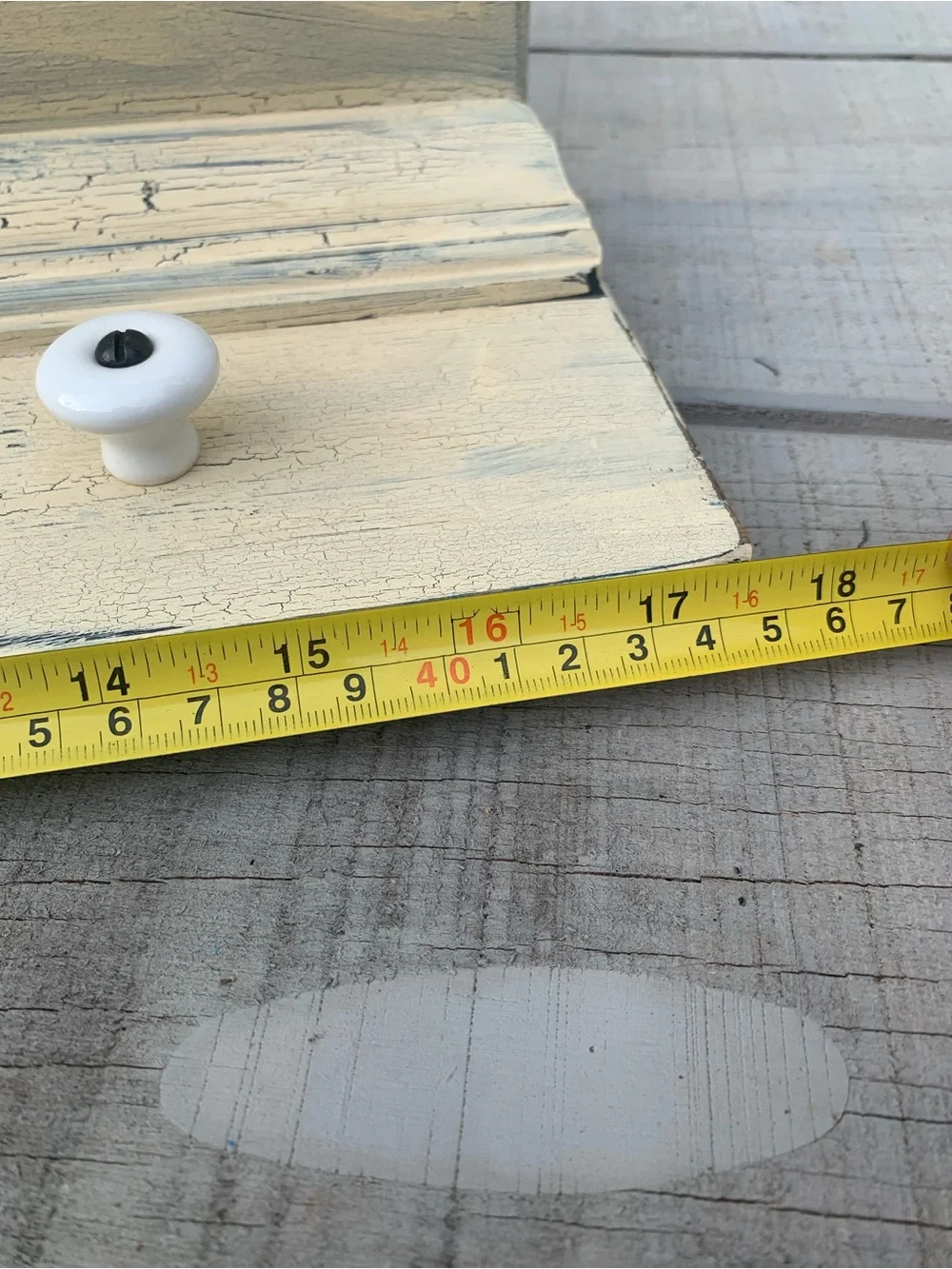 Vintage Farmhouse Wall Shelf with 3 Shaker Pegs Distressed White 17.5” Coat Rack